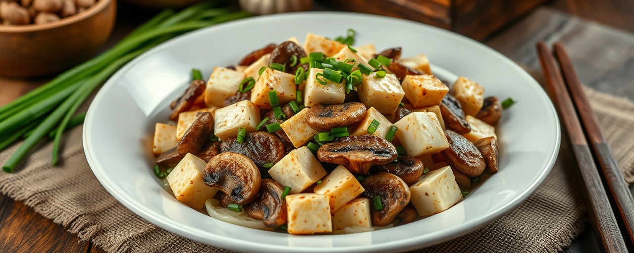 Fragrant Tofu and Mushroom Stir-fry with Garlic Chives
