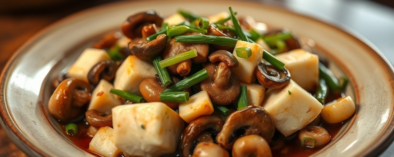 Fragrant Tofu and Mushroom Stir-fry with Garlic Chives