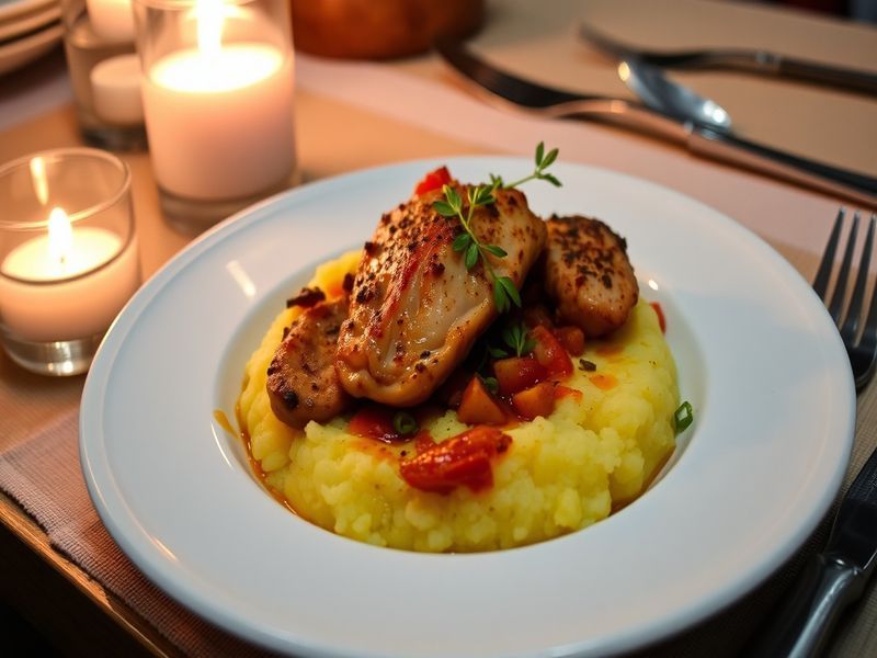 Frango com Quiabo e Polenta Cremosa
