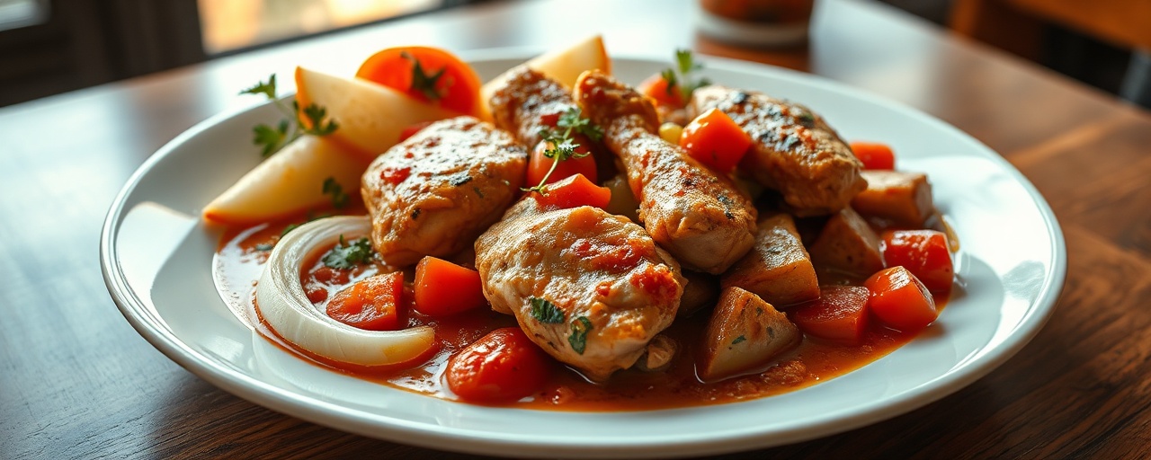 Frango e Torresmo Crocante com Molho Fresco de Tomate e Cebola