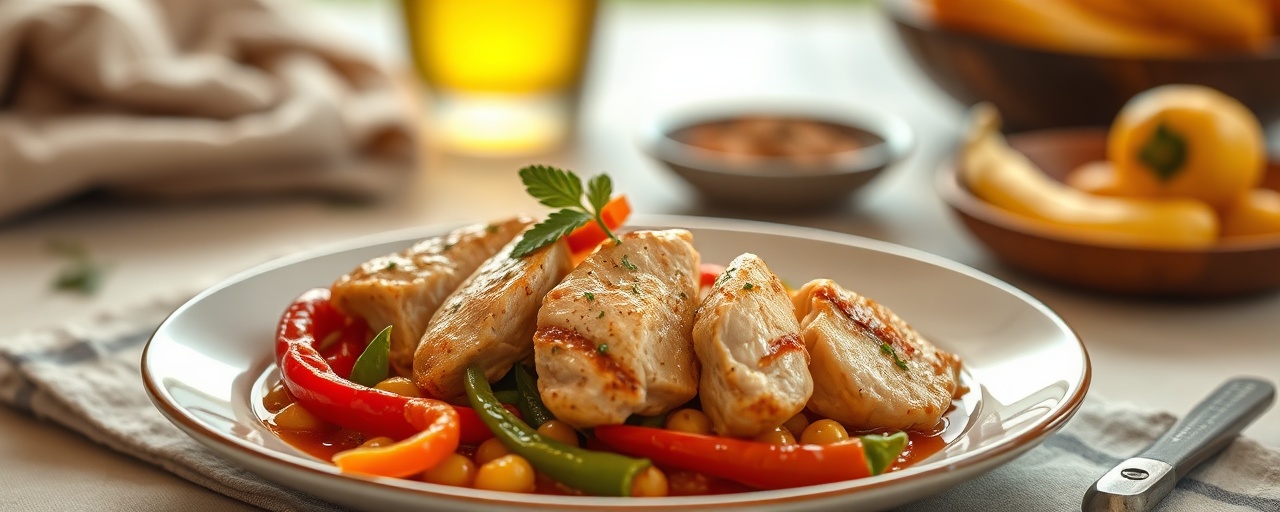 Frango Salteado com Limão Conservado e Pimentões
