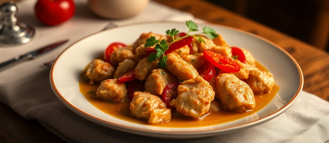 Frango Salteado com Romã e Pimenta Biquinho