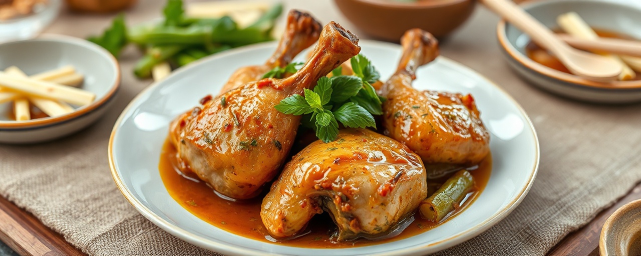 Gà Nướng Chuối Xanh (Roasted Chicken with Green Plantain)