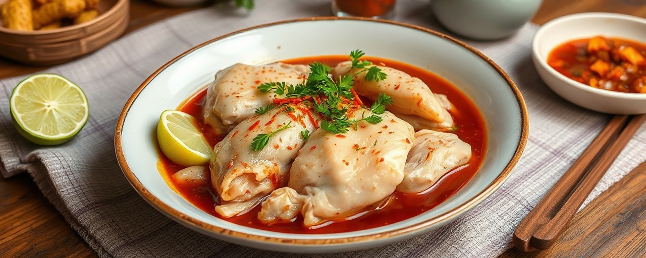 Ga Hấp Sốt Harissa Chanh (Steamed Chicken with Harissa-Lime Sauce)