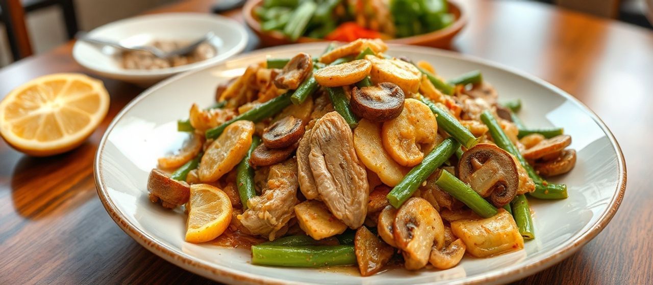 Gai Pad Manao Dong Hed Horm (Preserved Lemon Chicken & Mushroom Stir-fry)