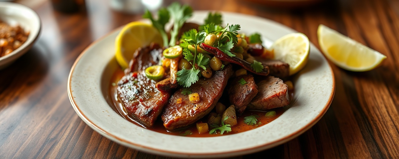 Galangal-Marinated Carne Asada with Charred Tomatillo Salsa