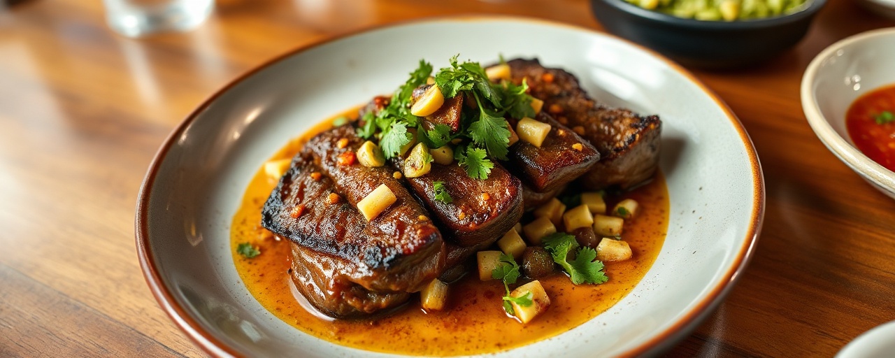 Galangal-Marinated Carne Asada with Charred Tomatillo Salsa