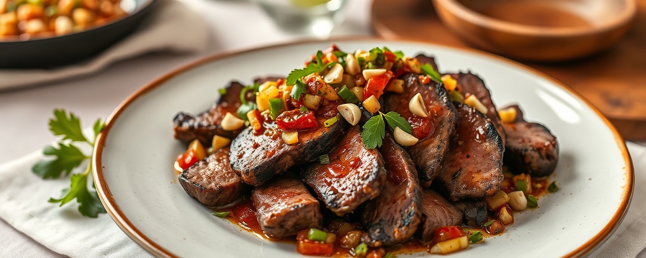 Galangal-Marinated Carne Asada with Charred Tomatillo Salsa