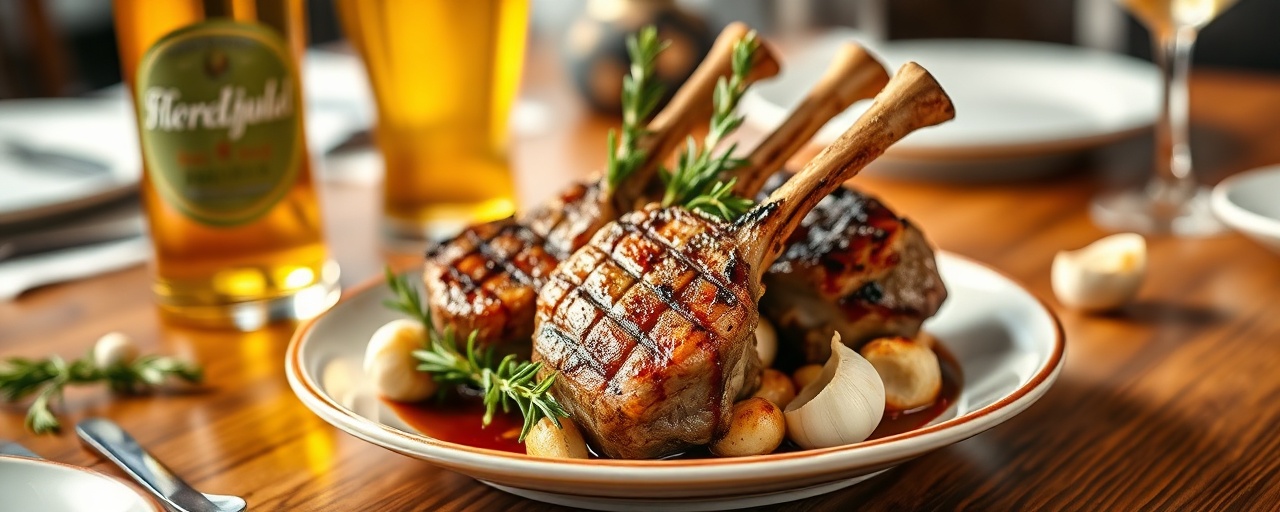 Gegrillte Lammhaxe mit Kräuter-Bier-Marinade