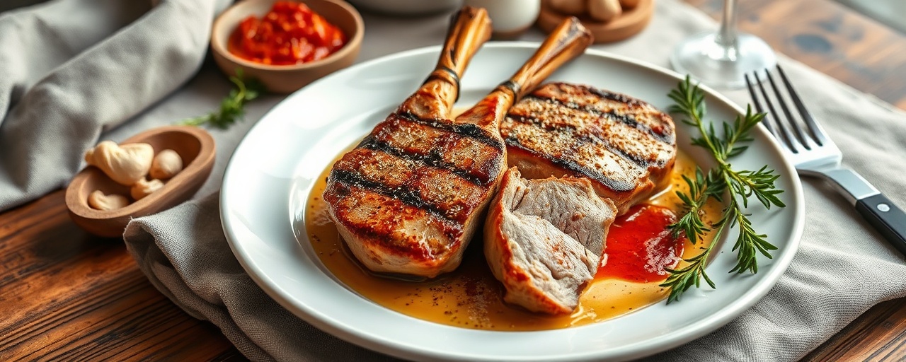 Gegrillte Sumach-Schweinenackensteaks mit Kraut
