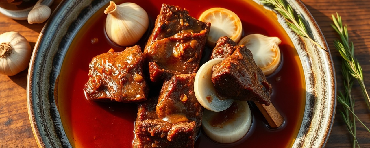 Georgian Braised Short Ribs with Saffron and Walnut Sauce