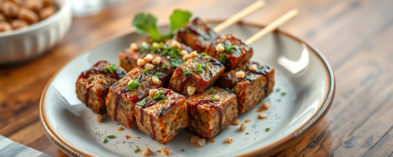 Georgian Tempeh Skewers with Walnut Glaze