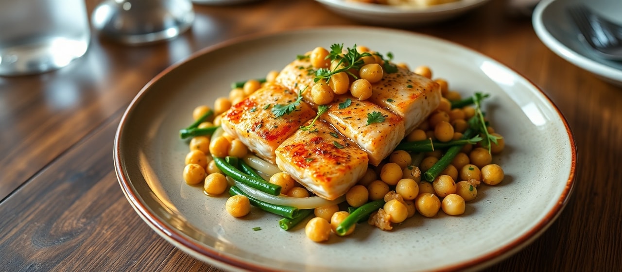 Georgian Wok-Tossed Salmon and Chickpea Medley
