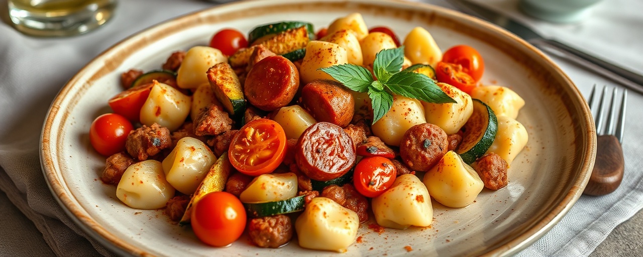 Gnocchi Sauté con 'Nduja e Zucchine al Sumac