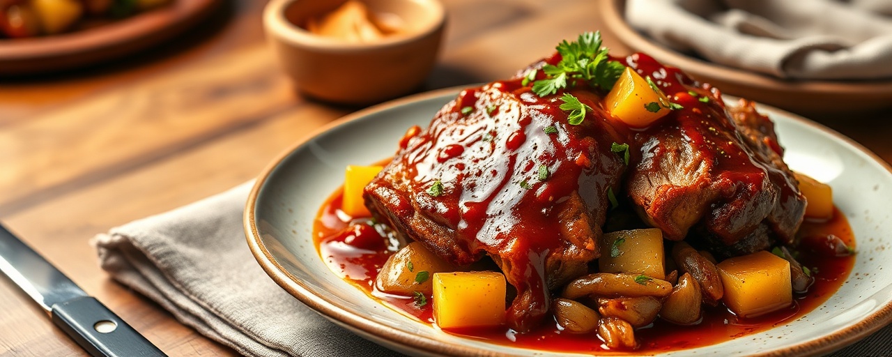 Gochujang Braised Pork with Pineapple Glaze