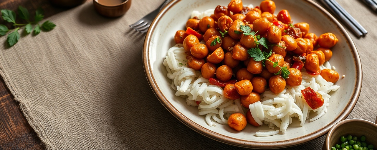 Gochujang-Glazed Flash-Fried Chickpeas with Sesame Vegetables