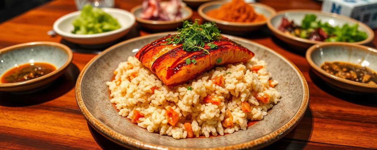 Gochujang Glazed Salmon with Kimchi Fried Rice
