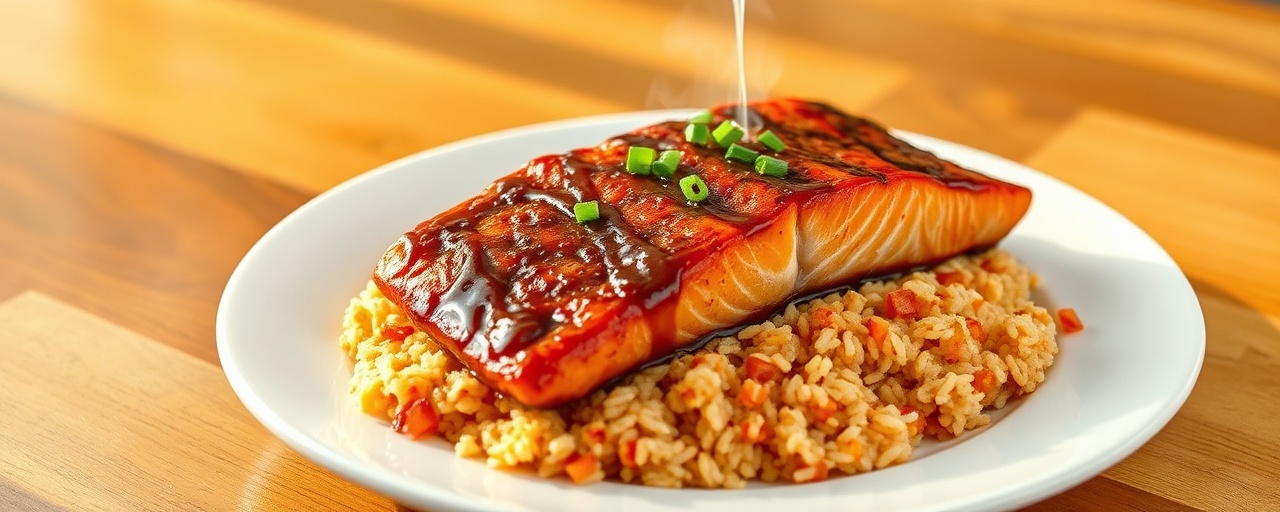 Gochujang Glazed Salmon with Kimchi Fried Rice