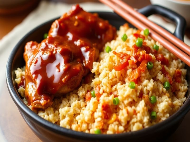 Gochujang Honey Glazed Chicken with Kimchi Fried Rice