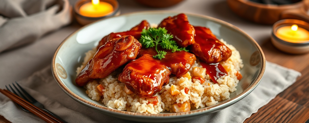 Gochujang Honey Glazed Chicken with Kimchi Fried Rice