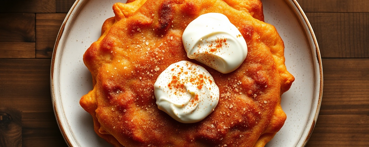 Gochujang-Infused Hungarian Fried Langos with Paprika Sour Cream
