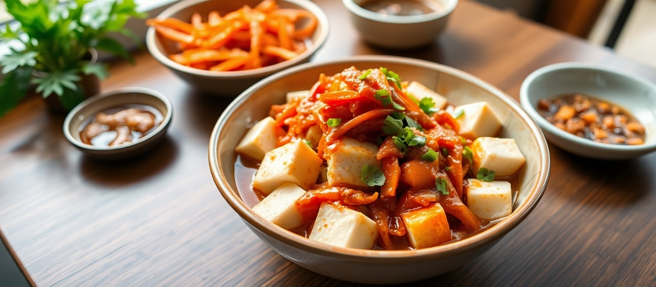 Gochujang Tofu and Kimchi Bowl