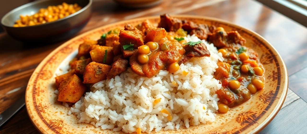 Gorkana Fermented Plantain, Chicken, and Beef Curry