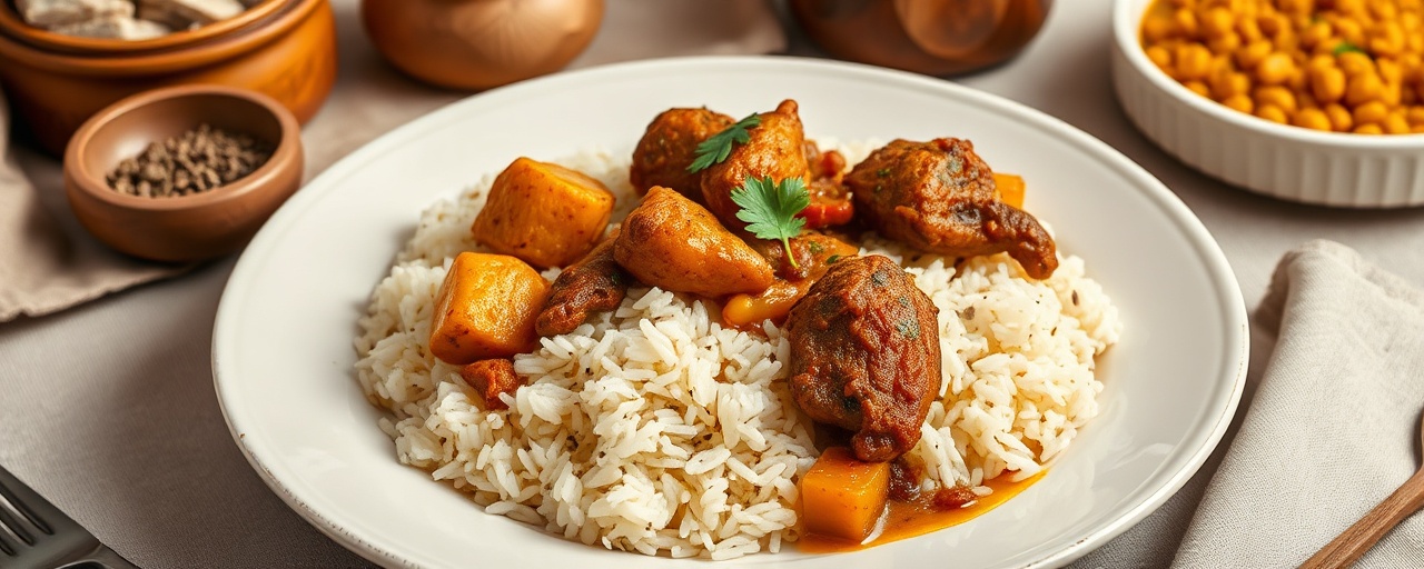 Gorkana Fermented Plantain, Chicken, and Beef Curry