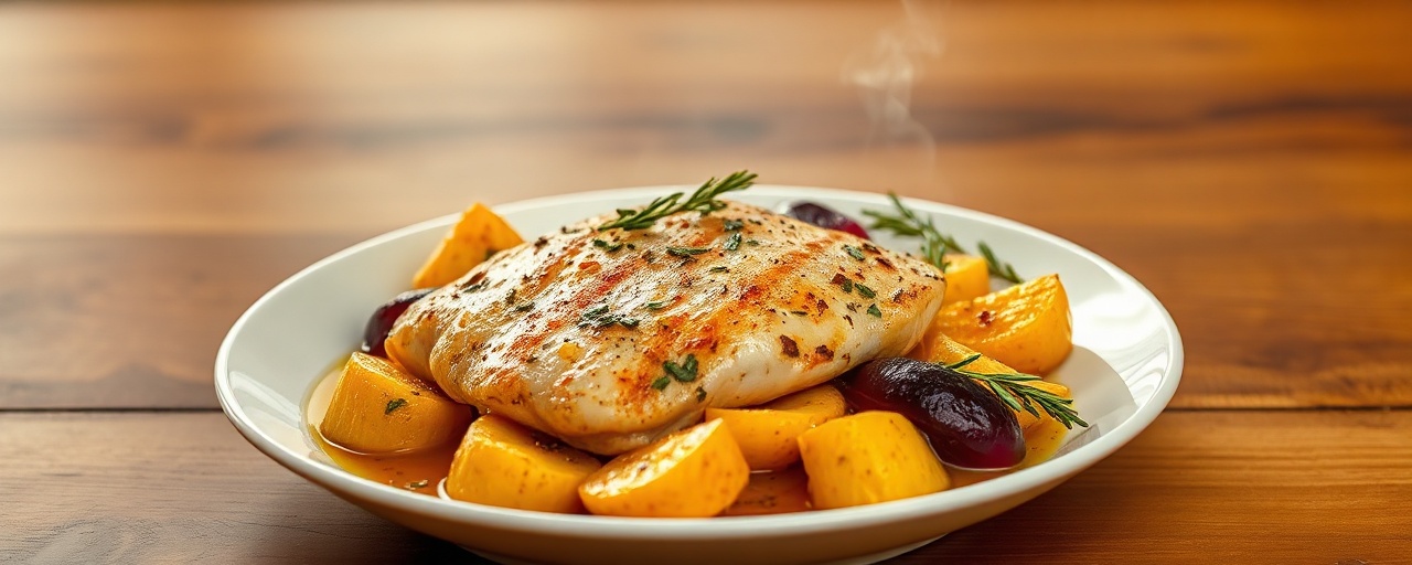 Grecian Lemon-Herb Chicken and Plantain Skillet