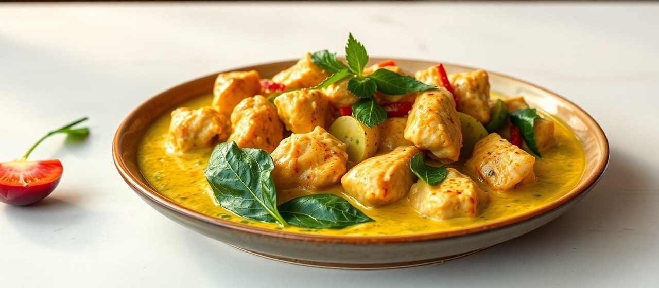 Green Curry Chicken with Lychee and Thai Basil