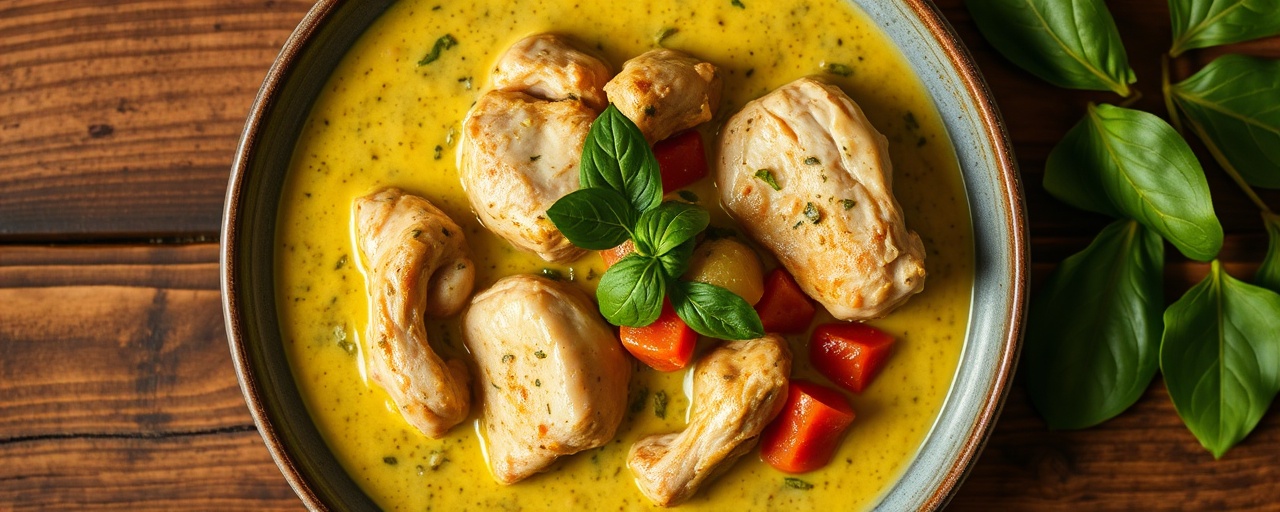 Green Curry Chicken with Lychee and Thai Basil