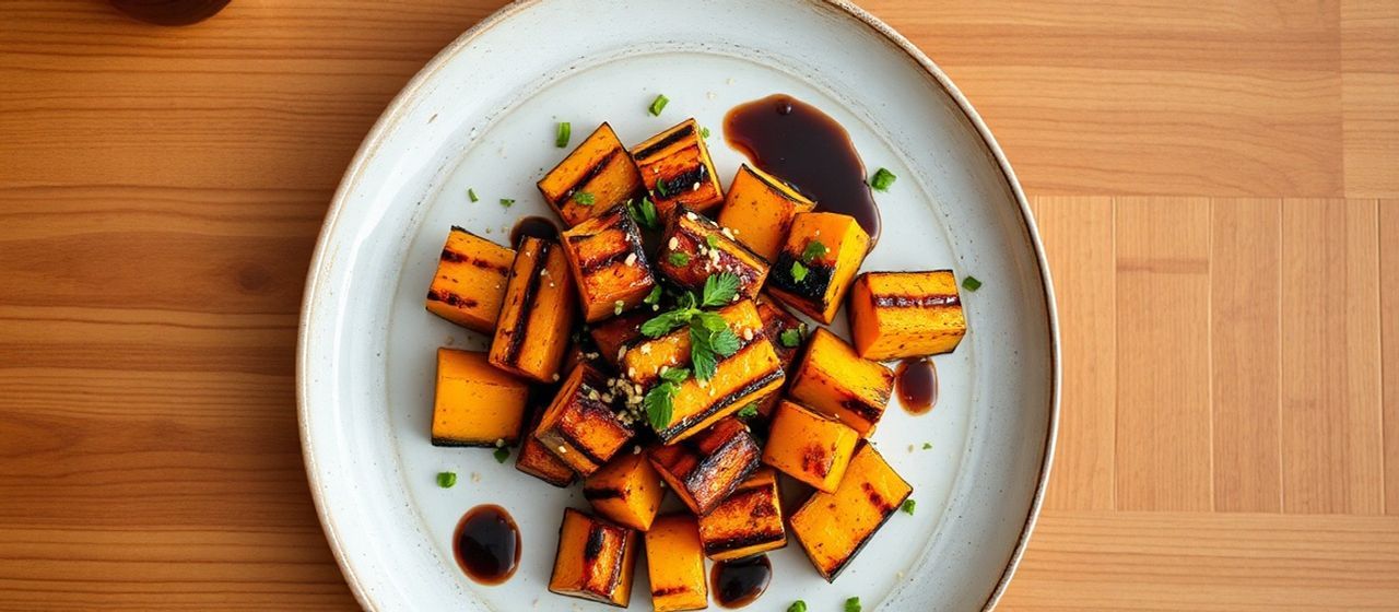 Grilled Five-Spice Butternut Squash with Ginger-Sesame Glaze