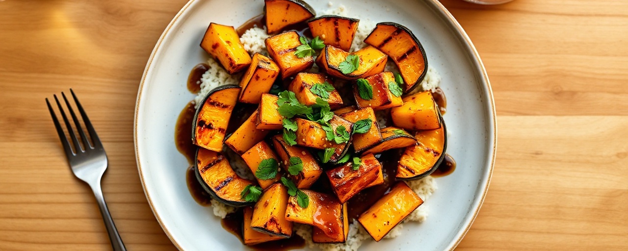 Grilled Five-Spice Butternut Squash with Ginger-Sesame Glaze