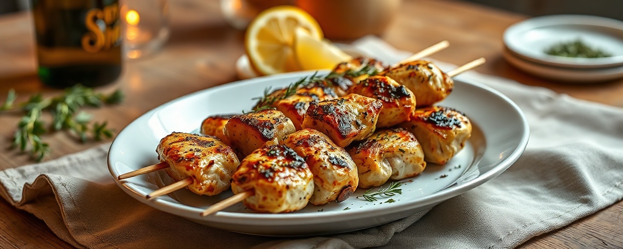 Grilled Hellenic Heat Chicken Skewers