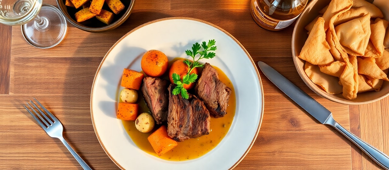 Grilled Lamb Loin with Honey-Whisky Sweet Potato & Turnip Skewers