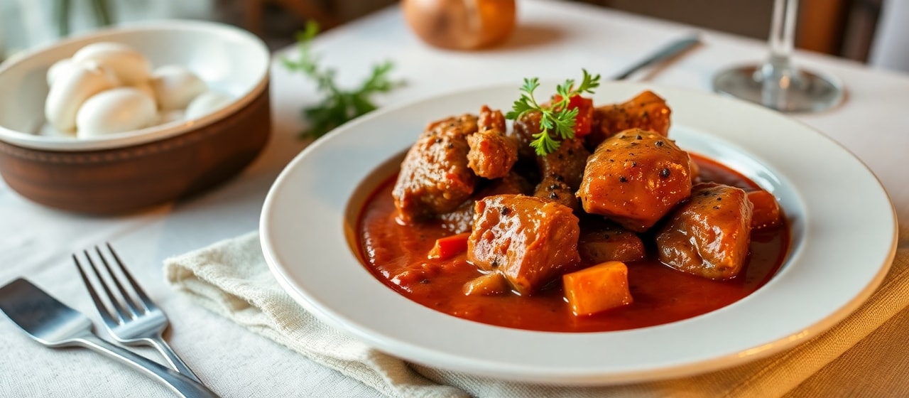Guisado de Carne de Porco e Romã em Barro