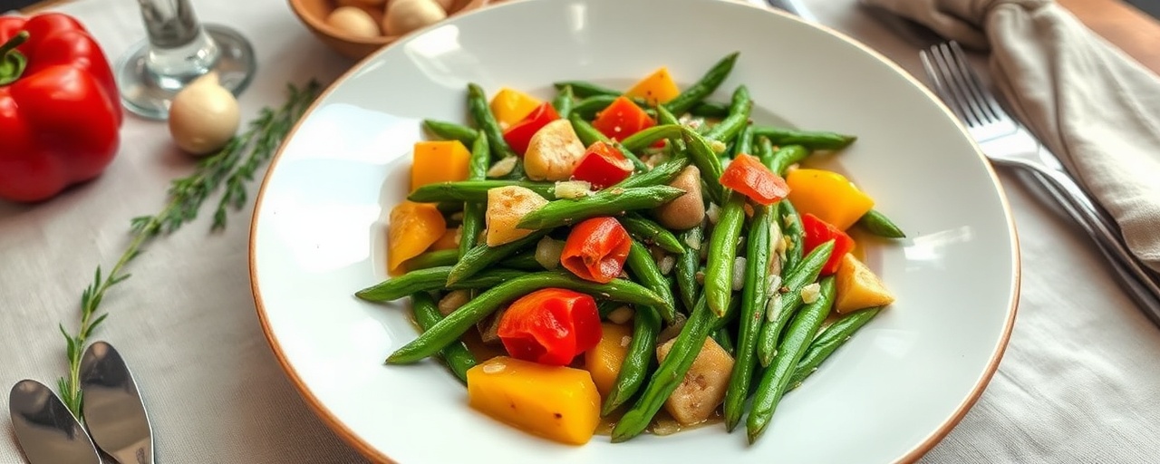 Haricots Verts et Poivrons Sautés au Cardamome