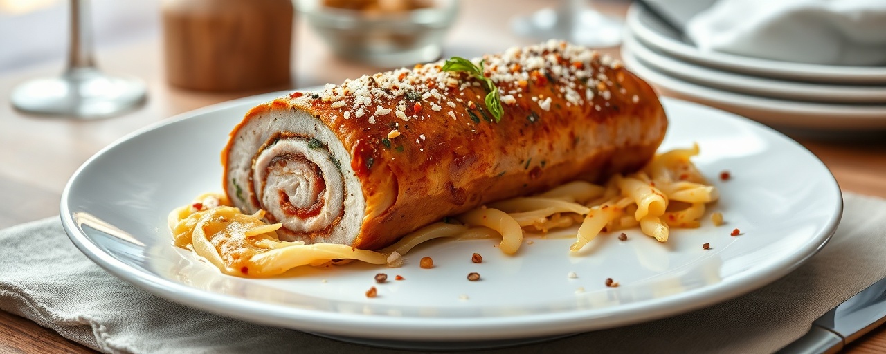 Harissa-Cured Pork Belly Roulade with Sauerkraut