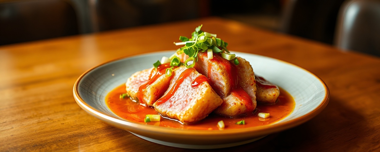 Harissa-Miso Flash-Fried Ahi Tuna with Ginger Scallion Drizzle