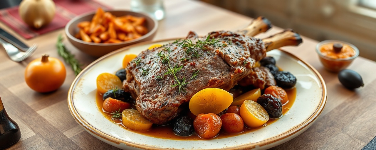 Harissa Slow-Cooked Lamb with Sweet Apricots and Prunes