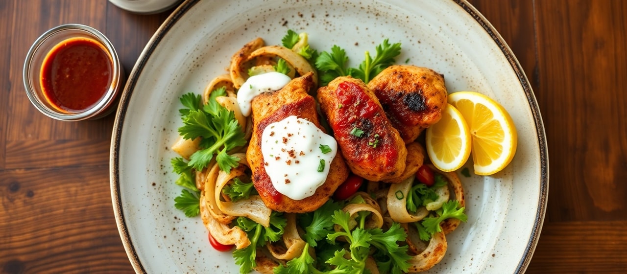 Harissa-Spiced Turkish Tandoor-Style Chicken with Sumac Salad