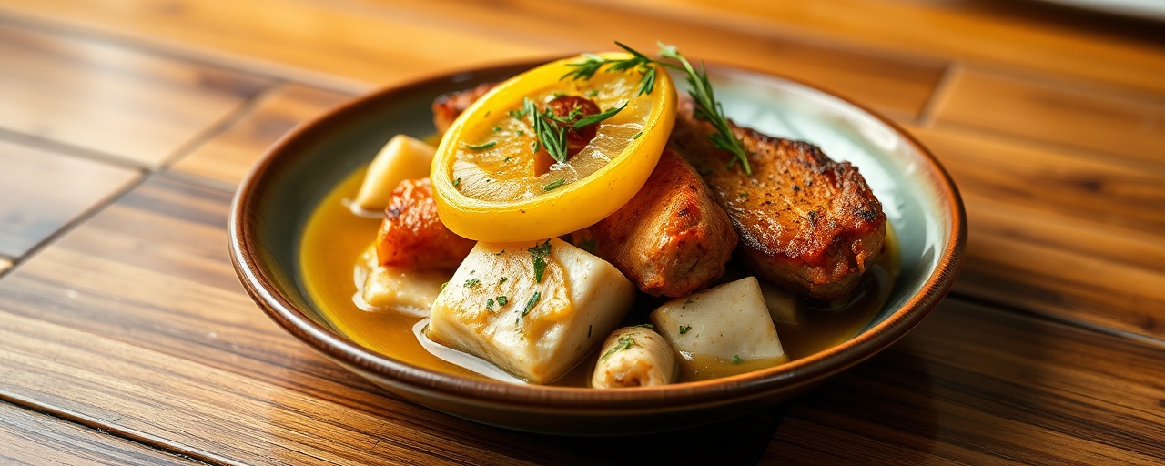 Hellenic Pork Belly and Tofu Simmer