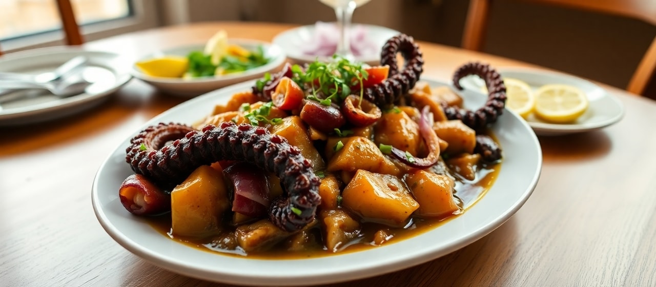 Htapodi Stifado (Braised Octopus Stew)