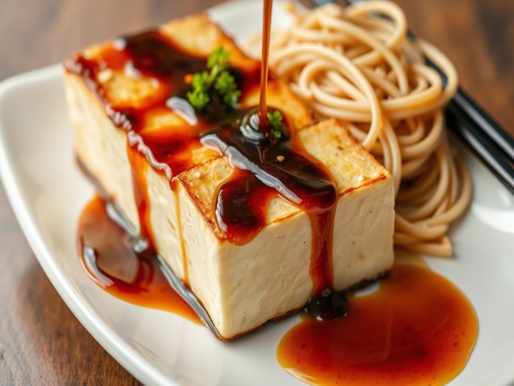 Japanese Aromatic Tofu Steaks with Miso Glaze and Sesame Soba Noodles