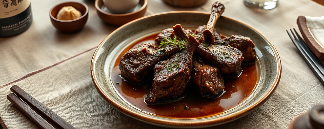 Japanese Sake-Braised Lamb Shanks with Miso and Ginger