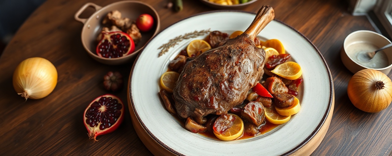 Juniper and Pomegranate Braised Lamb Shoulder