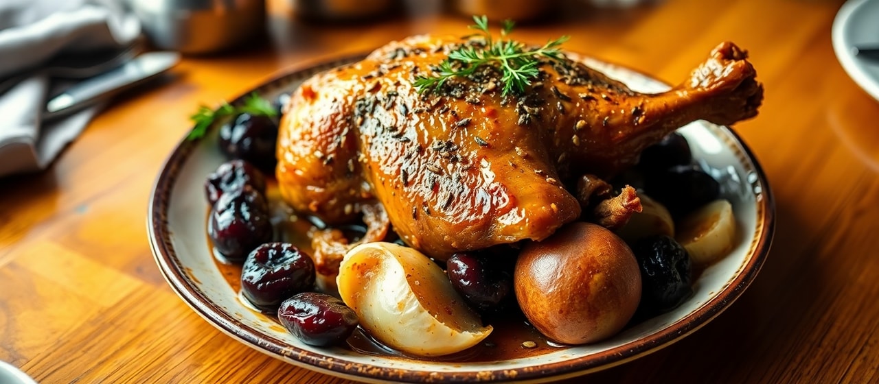 Kaczka po Polsku Powoli Gotowana z Suszonymi Śliwkami i Kminem (Slow-Cooked Polish Duck with Prunes and Caraway)