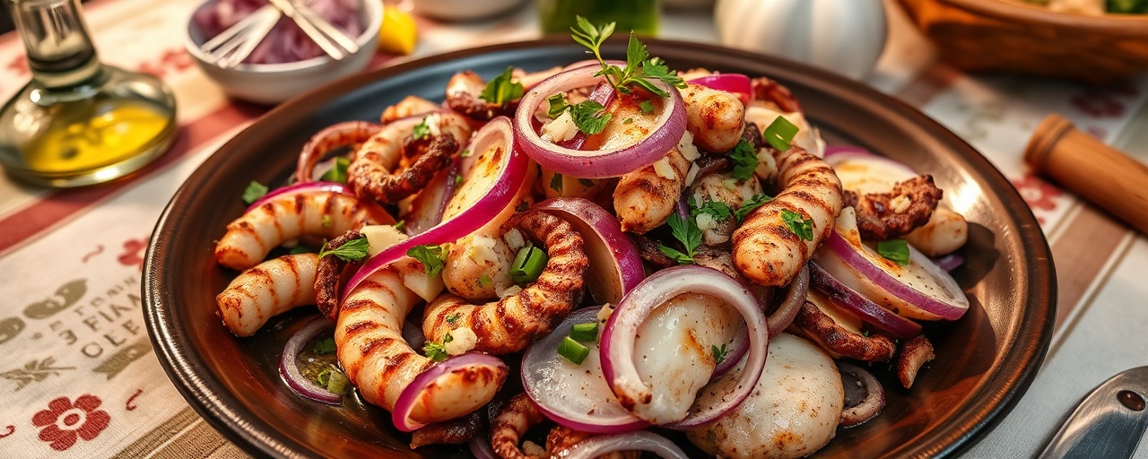 Kamounia El-Octopus Ma' Torshi Salad