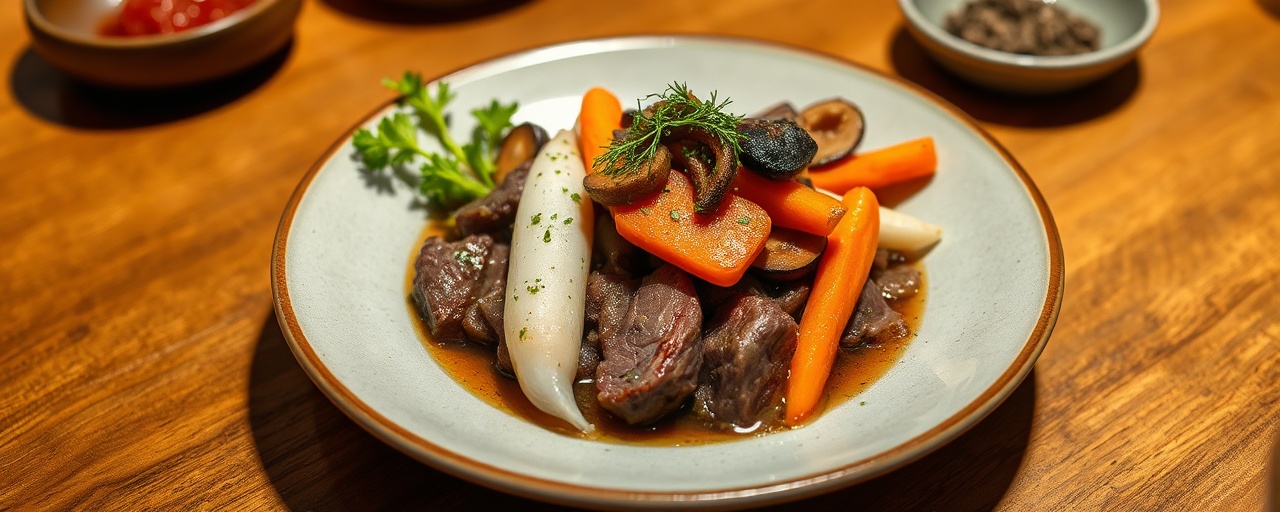 Kardamon Nikomi Gyuniku (Cardamom Simmered Beef and Daikon)