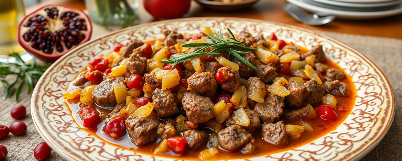Kharcho Baltsamori da Batkani (Lamb and Pomegranate Walnut Stew)